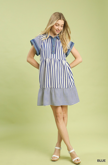 Harper Mixed Stripe Babydoll Dress