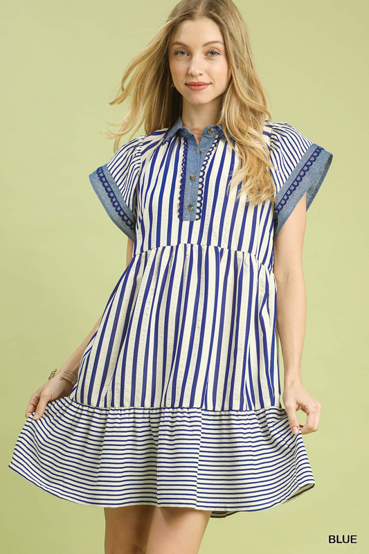 Harper Mixed Stripe Babydoll Dress