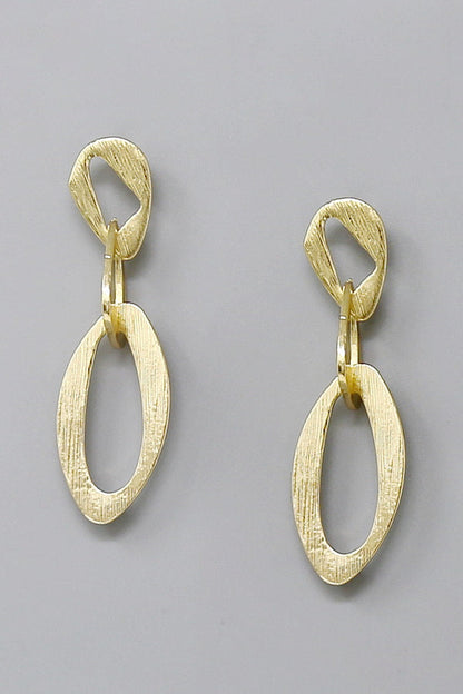 Brushed Textured Oval Link Earrings