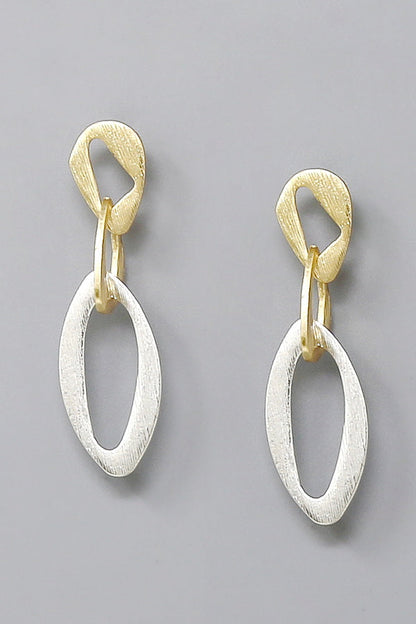 Brushed Textured Oval Link Earrings