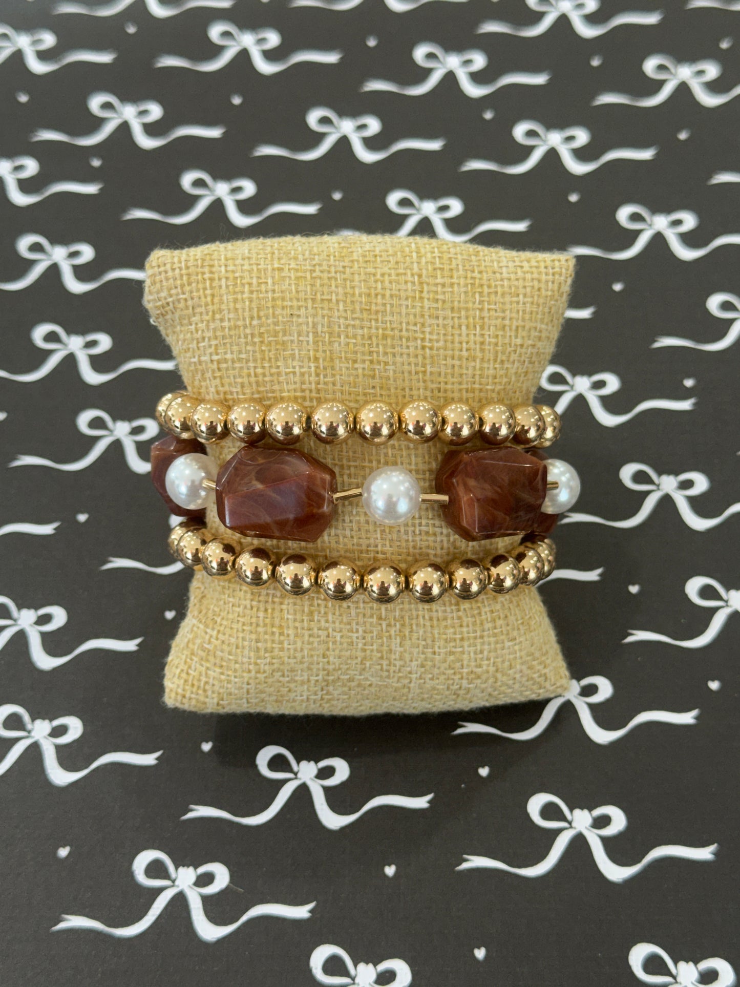 Amber Chunky Beaded Bracelet Set