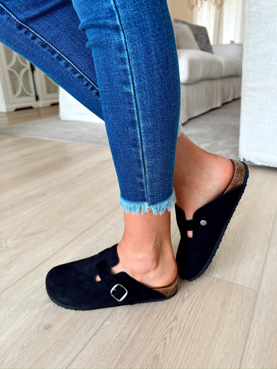 Regis Black Suede Slip-On Clog