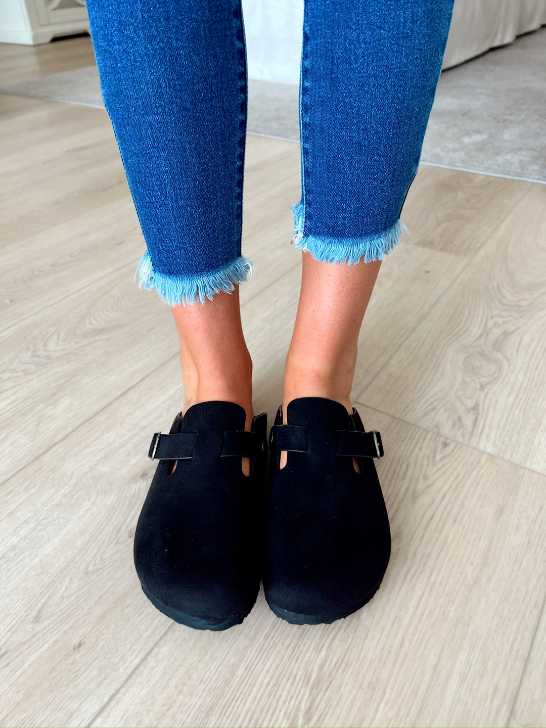 Regis Black Suede Slip-On Clog