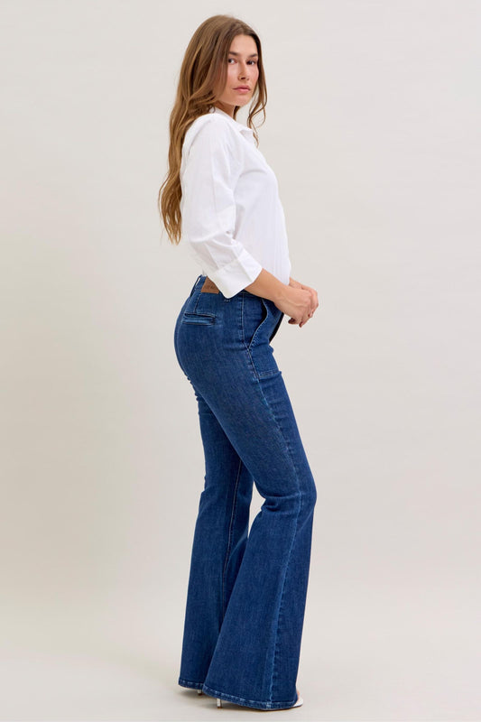 Kelsie HW Flare With Patch Pockets Jeans