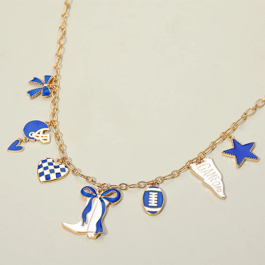 Game Day Charm Necklace-Blue