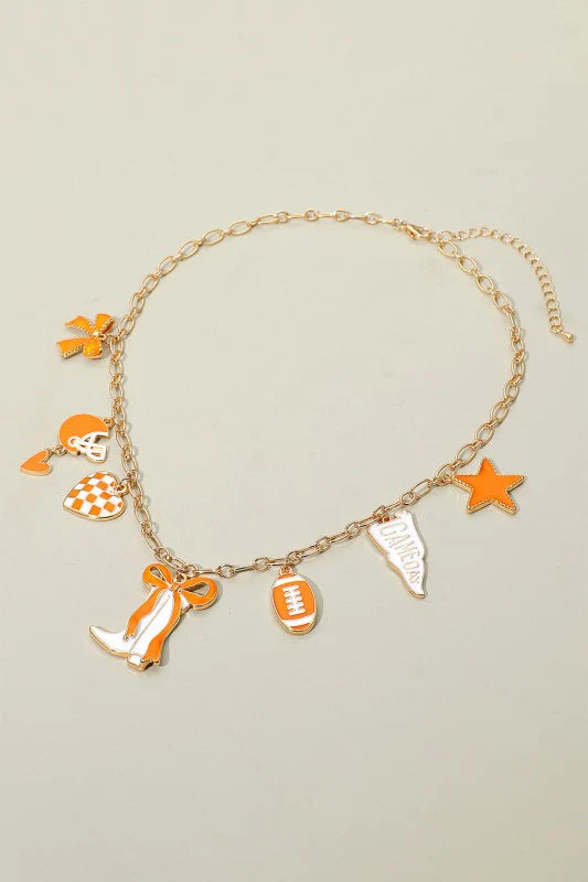 Game Day Charm Necklace-Orange