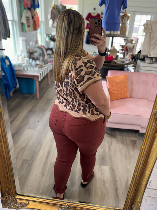 Aurora High Waist Weekender w/ Knee Darts Jeans- Pumpkin Spice