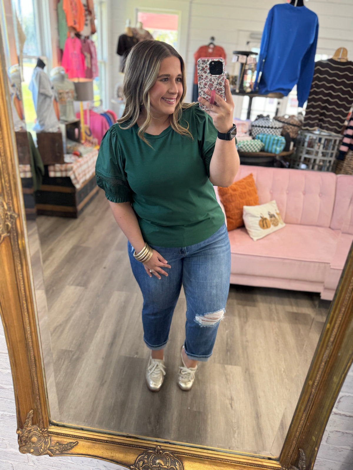 Willow Puff Sleeve Top-Hunter Green