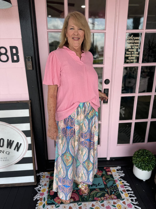 Bella Printed Pull-On Skirt Pants