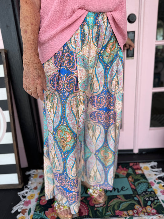 Bella Printed Pull-On Skirt Pants