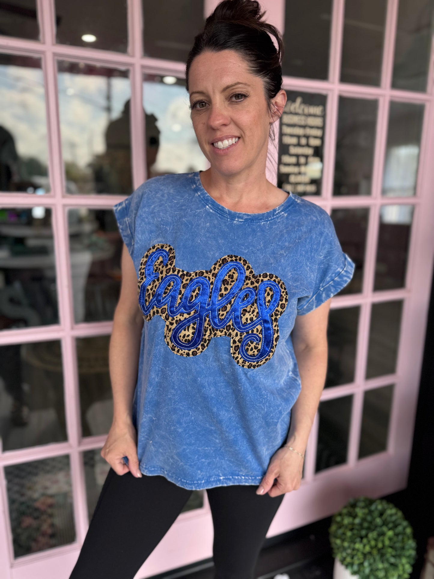 Leopard Applique Eagles Tee