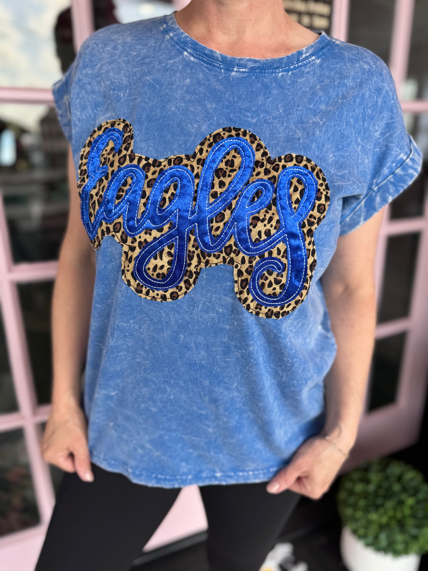 Leopard Applique Eagles Tee
