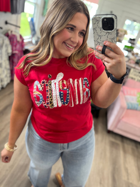 America Embroidered Tee