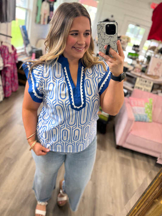 Gianna Print Flutter Sleeve Top