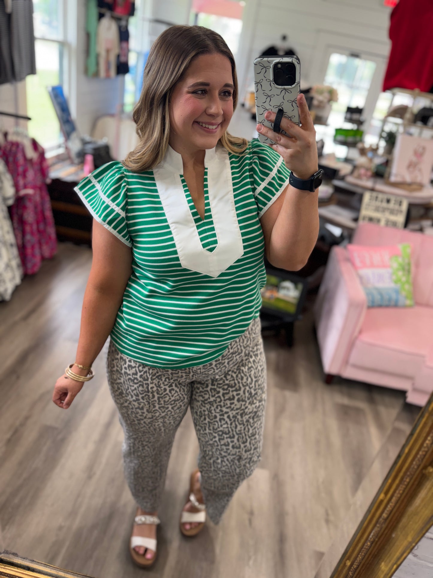 Riley Stripe Flutter Sleeve Top