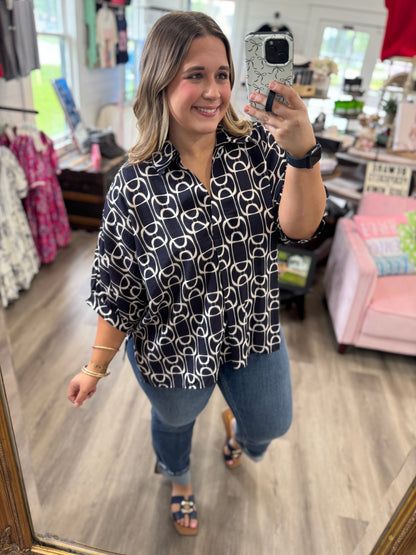 Luca Geometric Print Top