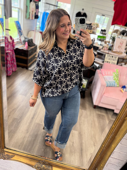 Luca Geometric Print Top