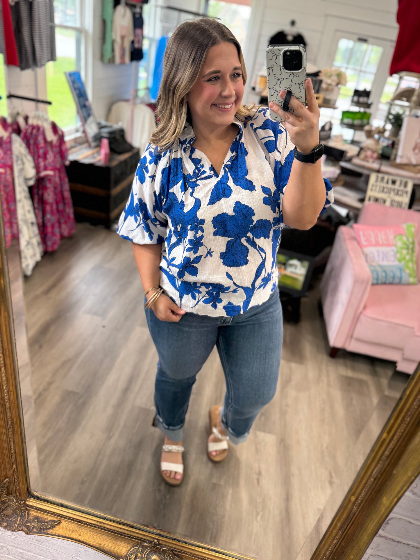 Katherine Floral Print V-Neck Top