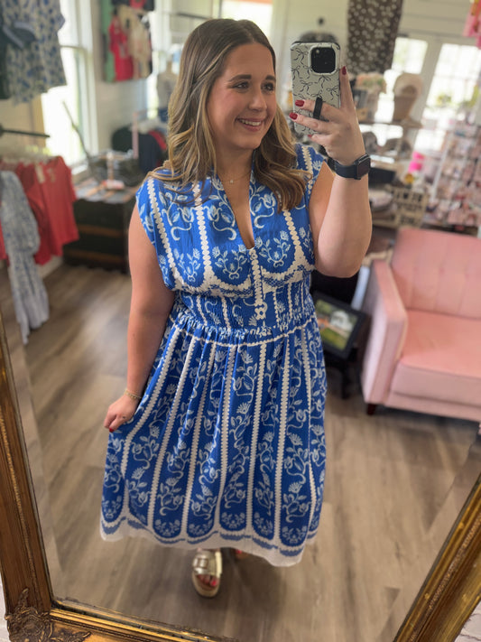 Brooke Sleeveless Smocked Midi Dress