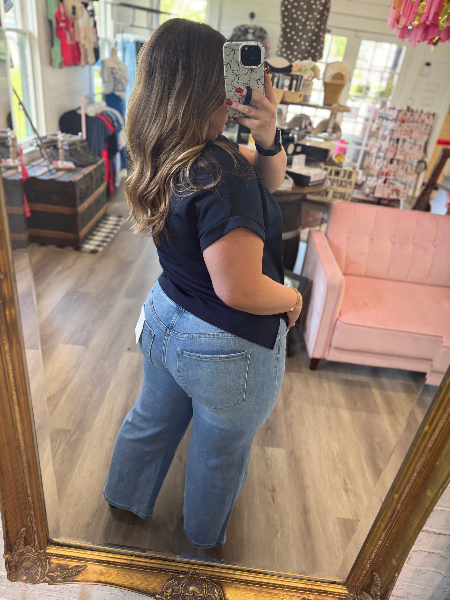 Impartial High-Rise Elastic Crop Wide Jeans