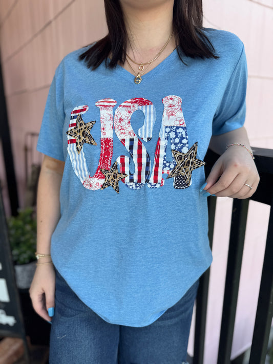 USA Embroidered Tee