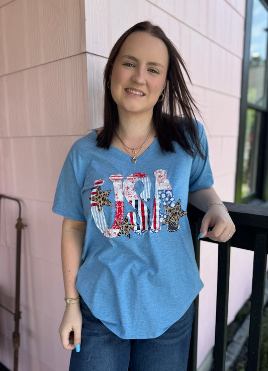 USA Embroidered Tee