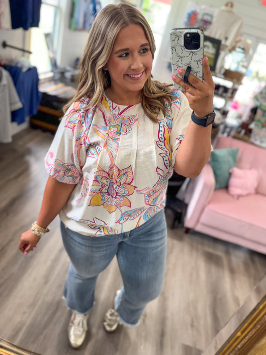 Brittany Paisley Print Top-Off White