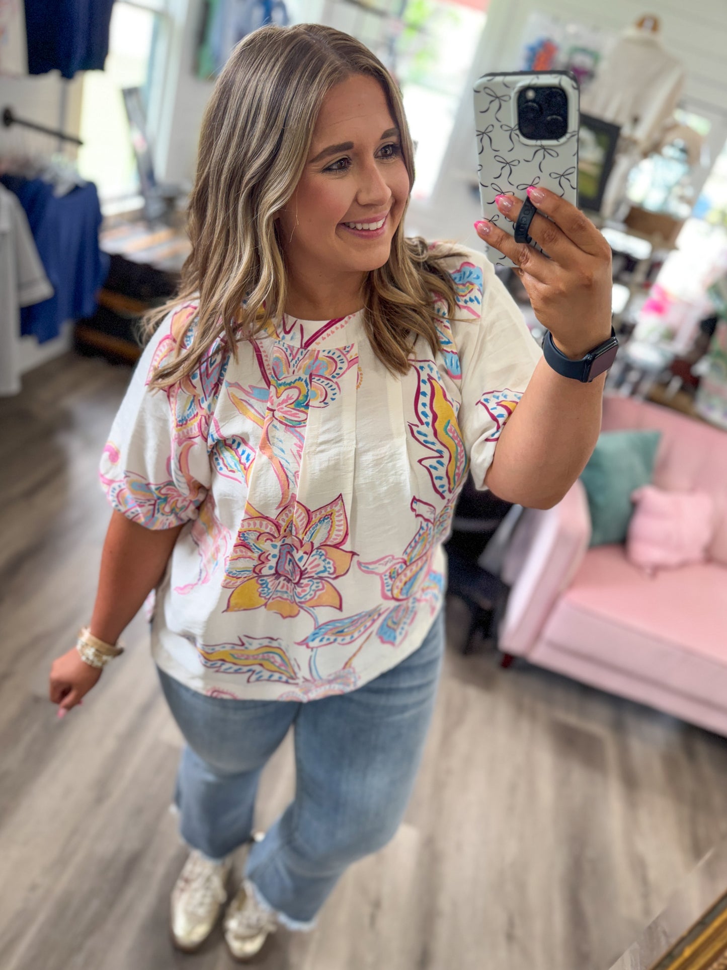 Brittany Paisley Print Top-Off White