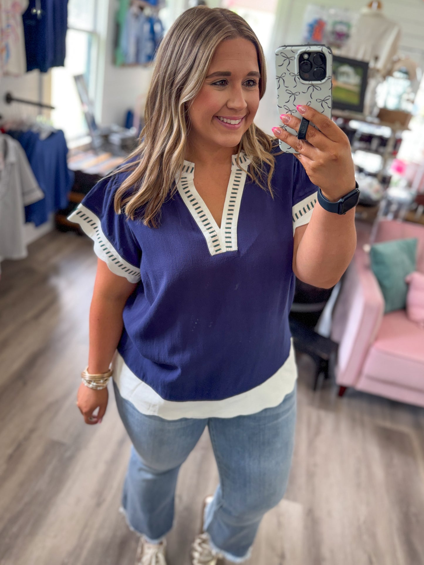Alicia Linen Flutter Sleeve Top