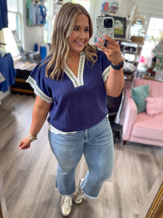 Alicia Linen Flutter Sleeve Top