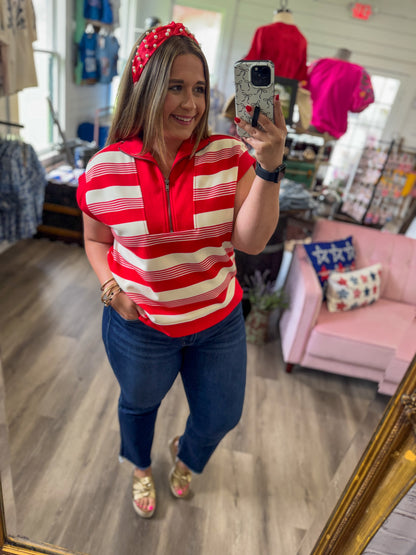 Dani Half Zip Textured Top