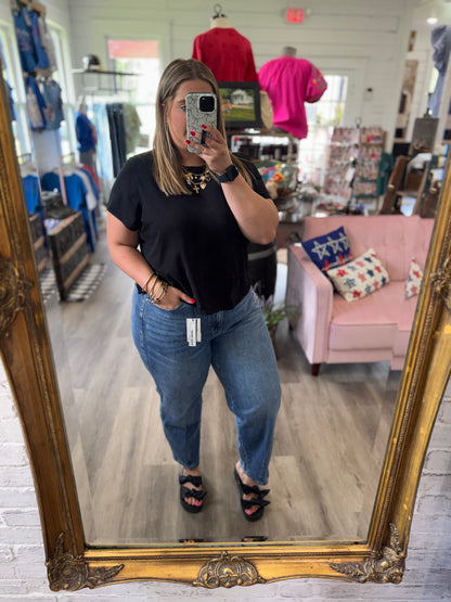 High Waist Rigid Magic Barrel w/ Dart Detailing Jeans