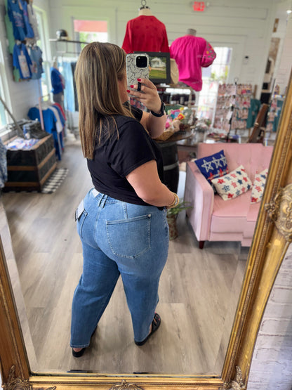 High Waist Rigid Magic Barrel w/ Dart Detailing Jeans