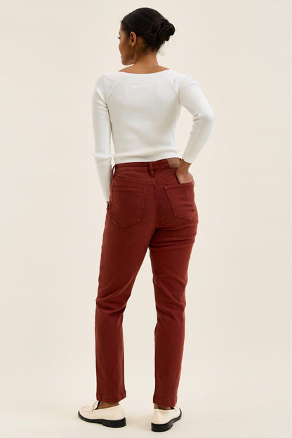 Aurora High Waist Weekender w/ Knee Darts Jeans- Pumpkin Spice
