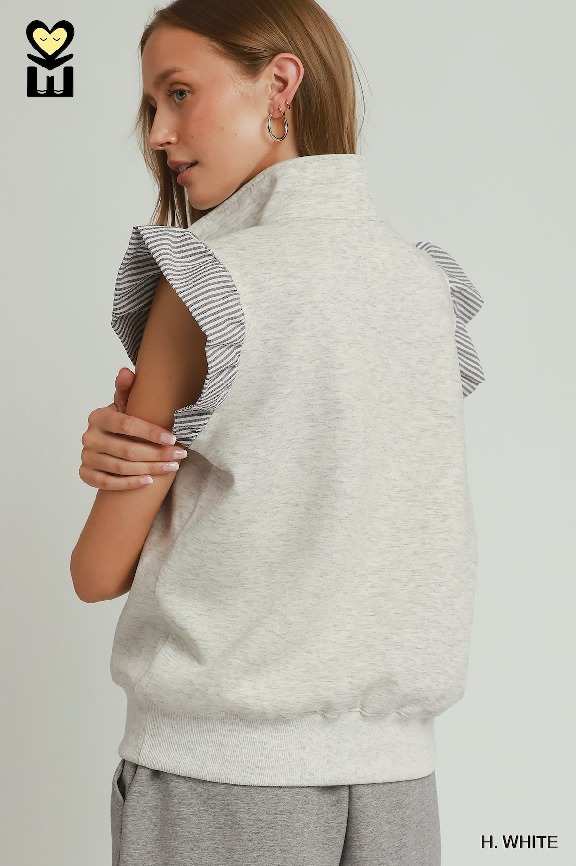 Kelly Luxe Knit Ruffle Quarter Zip Top