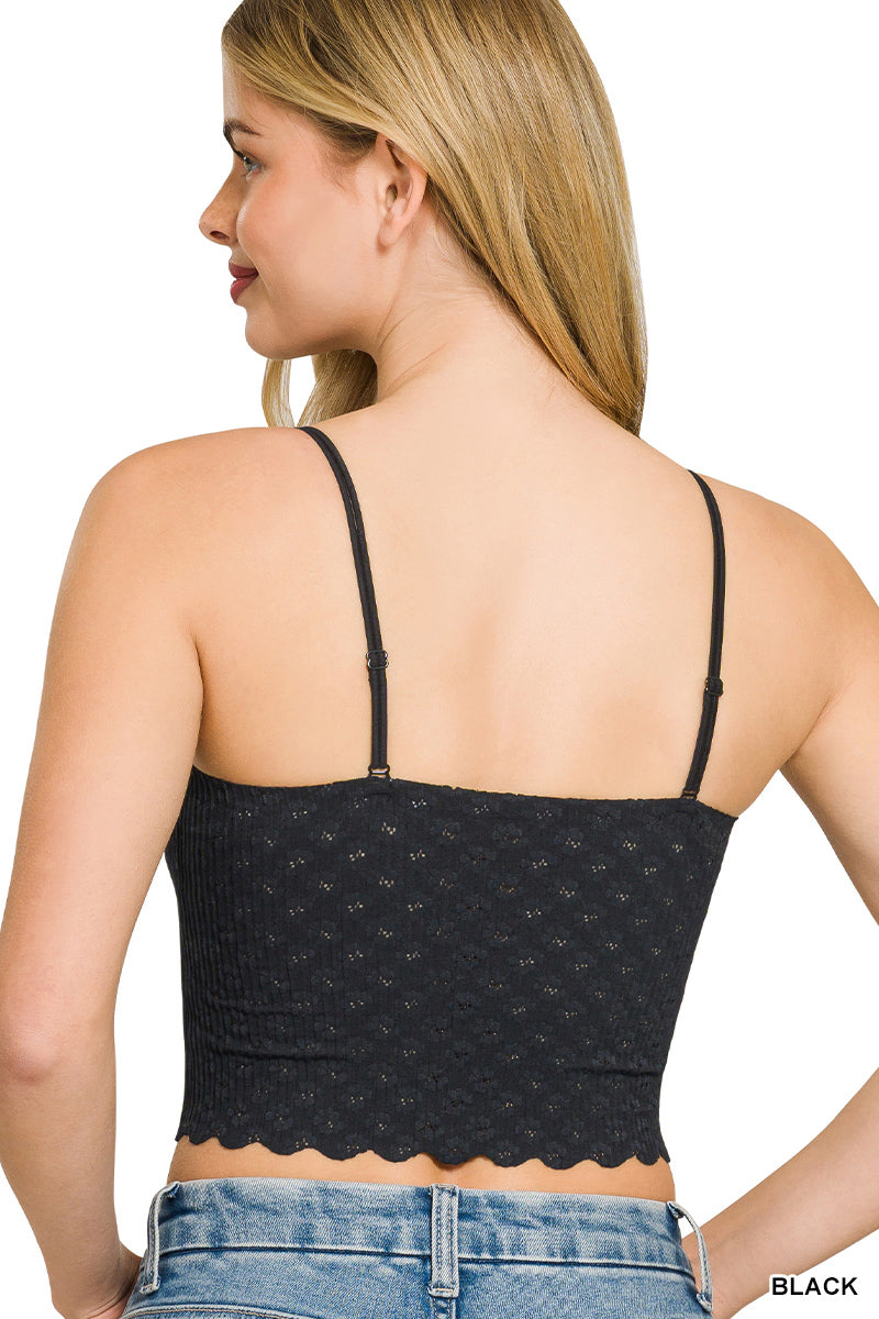 Seamless Lace Bralette- Black
