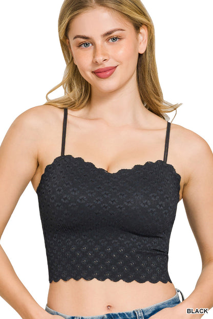 Seamless Lace Bralette- Black