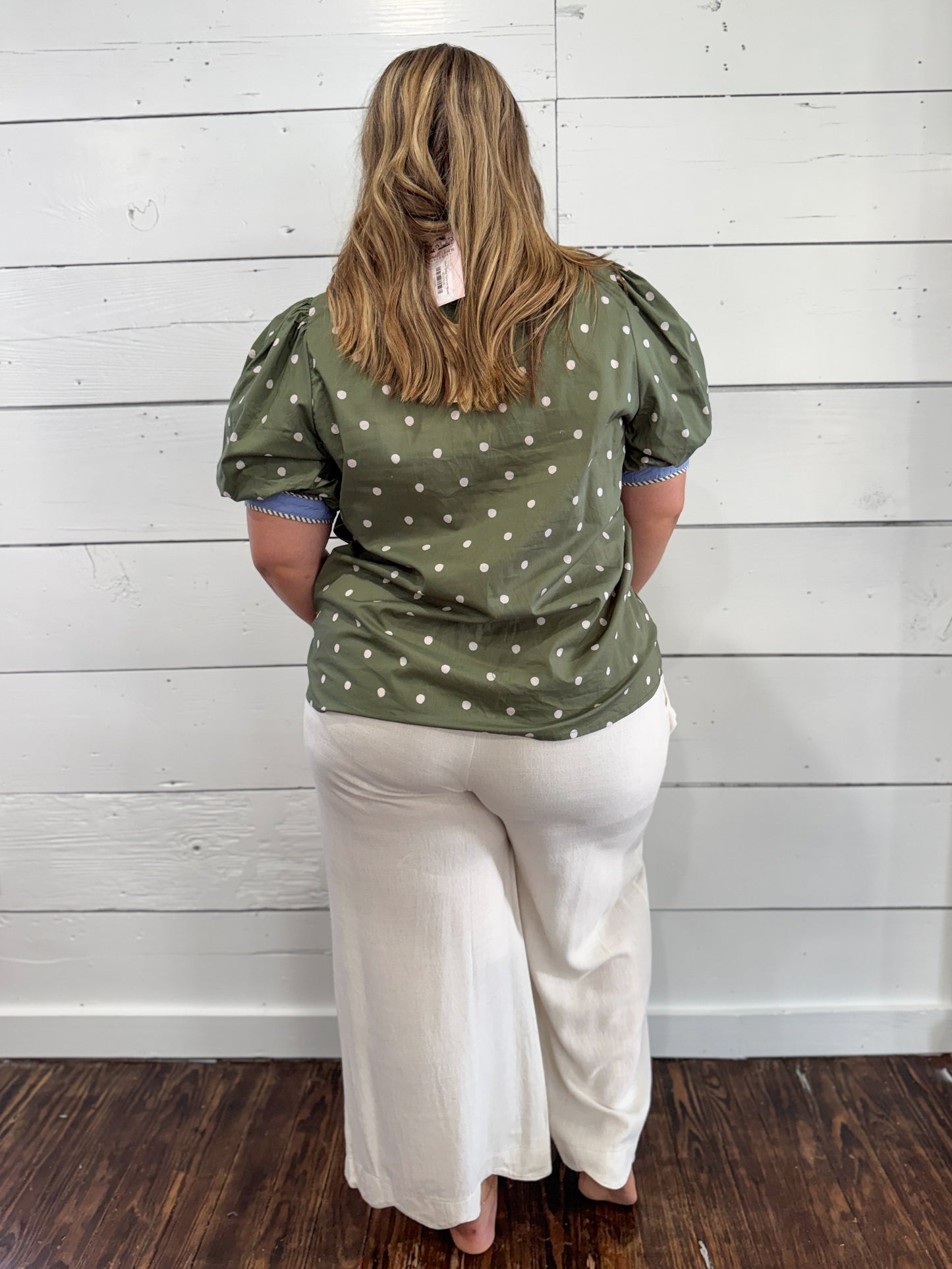 (S-2X) Olive Grove Contrast Blouse