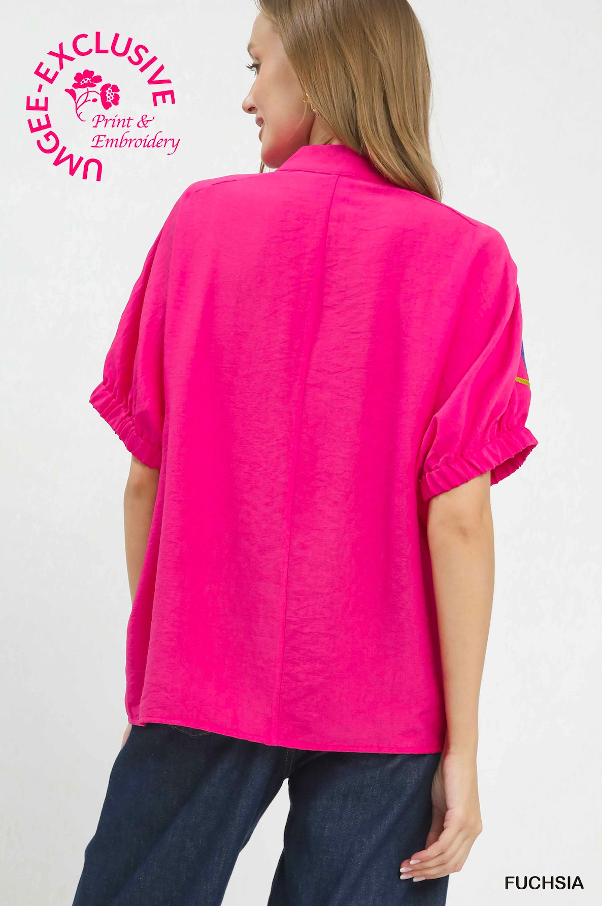 Penelope Embroidered Split Neck Top