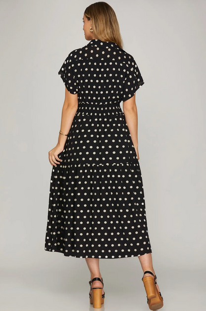 Polka Dot Pocket Midi Dress