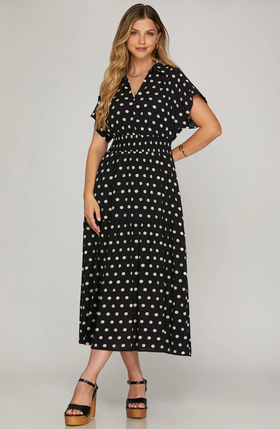 Polka Dot Pocket Midi Dress