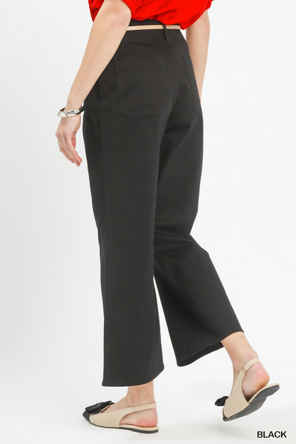Rae High Waist Wide Leg Crop Pants-Black