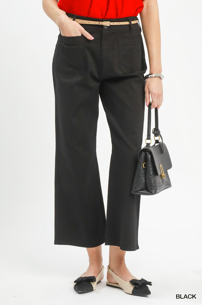Rae High Waist Wide Leg Crop Pants-Black