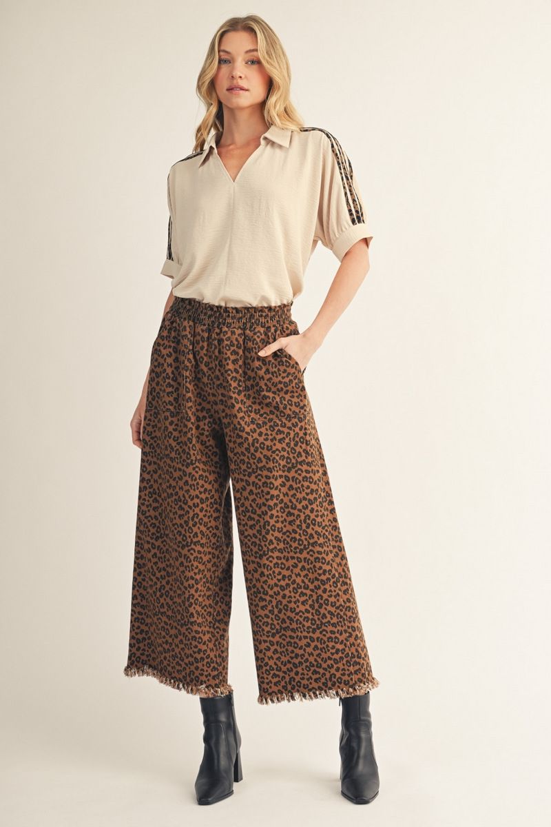 Savannah Leopard Frayed Pants