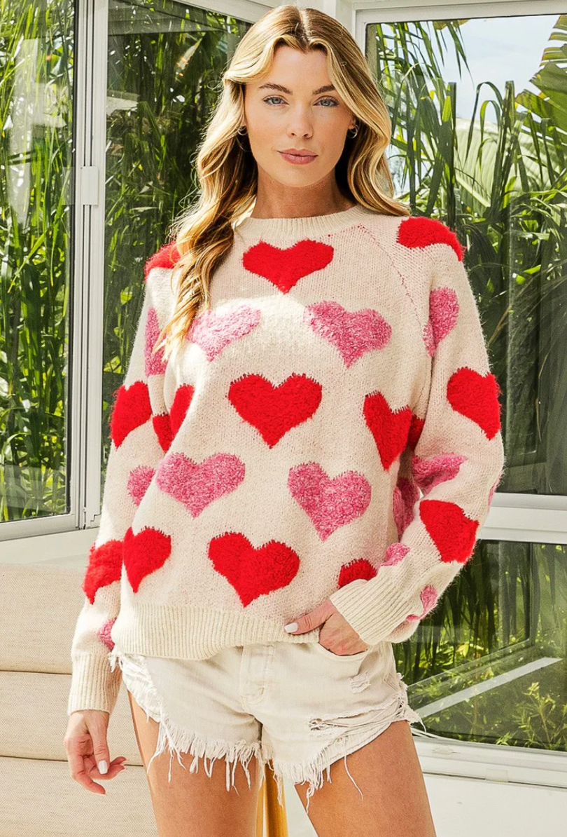 Heart Embroidered Sweater