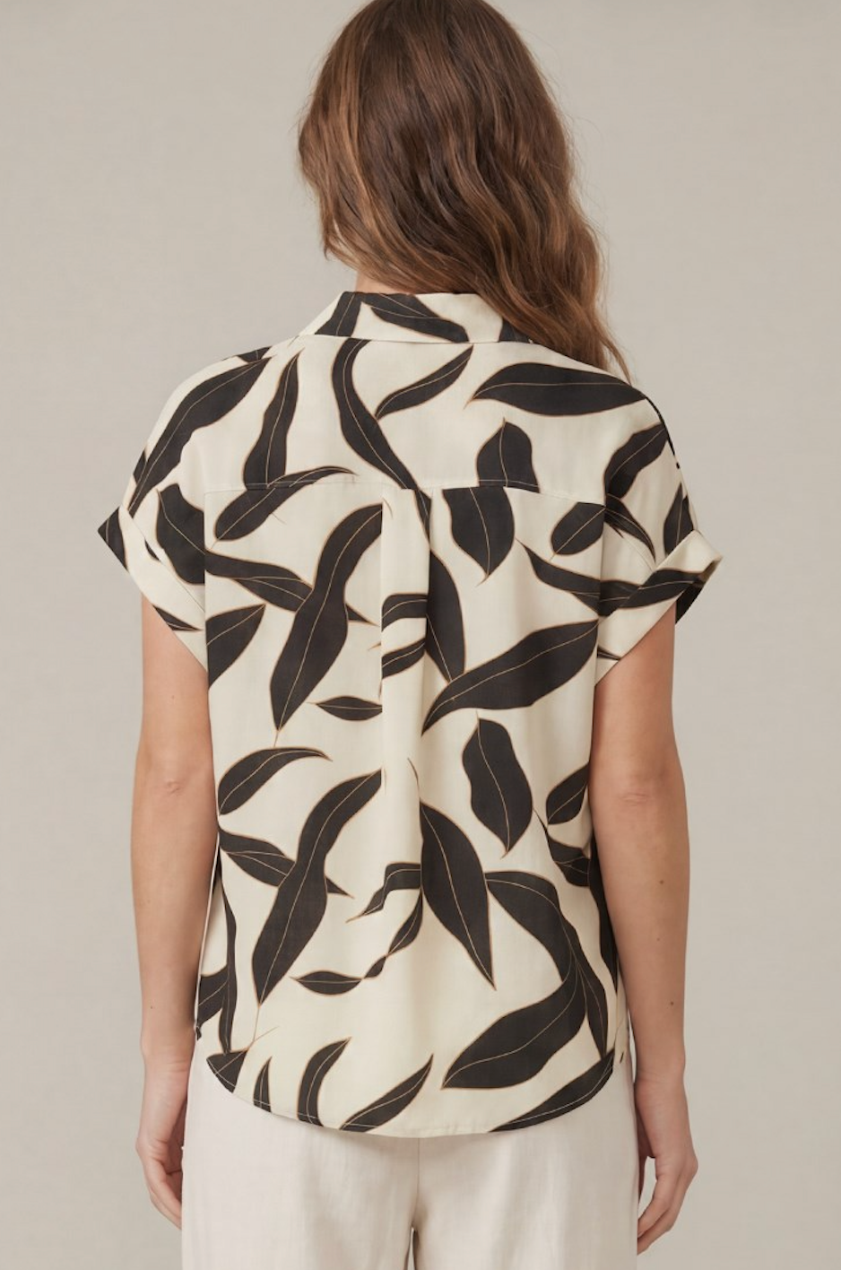 Katie Collared Printed Woven Top