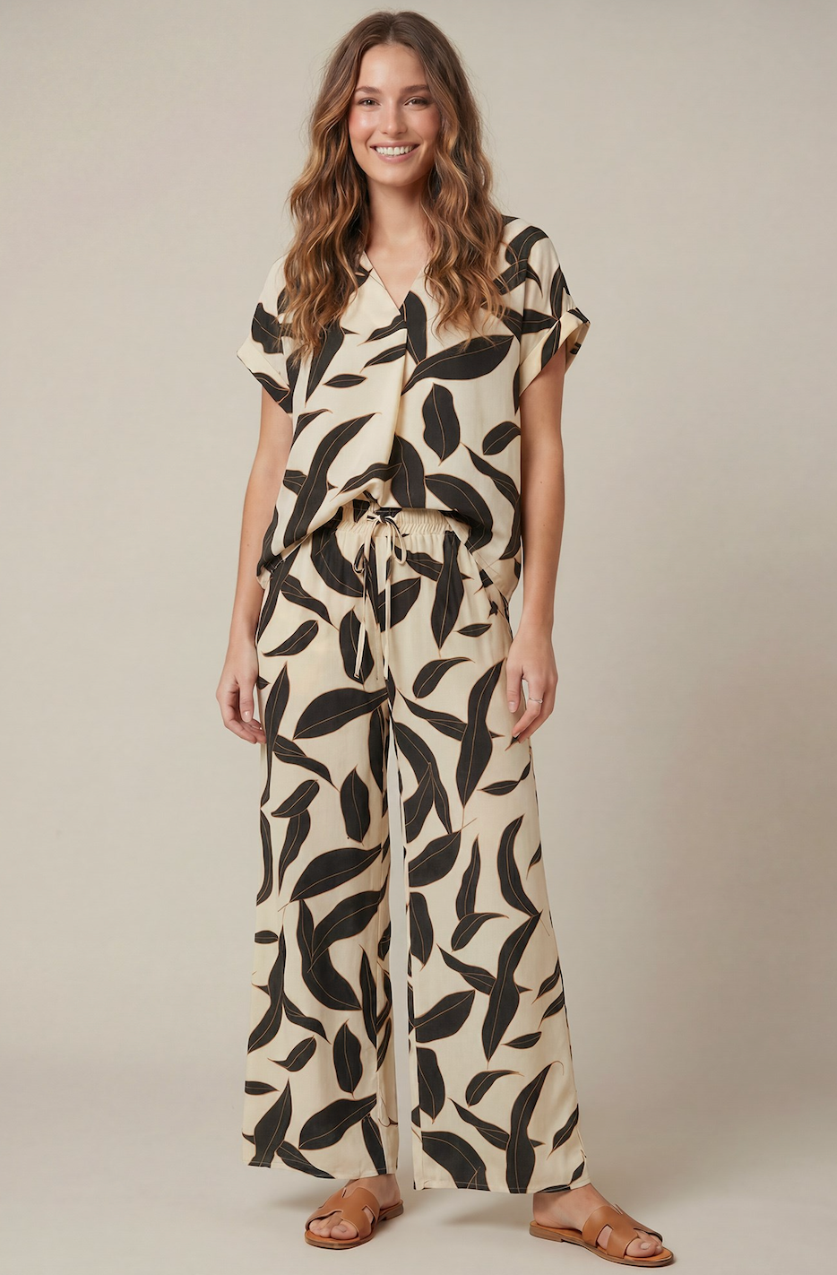 Katie Collared Printed Woven Top