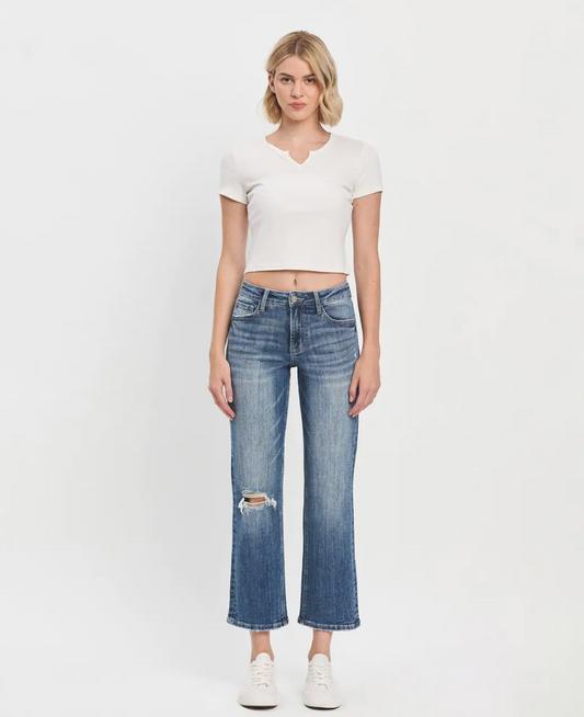 Prominent High Rise Ankle Straight Jeans