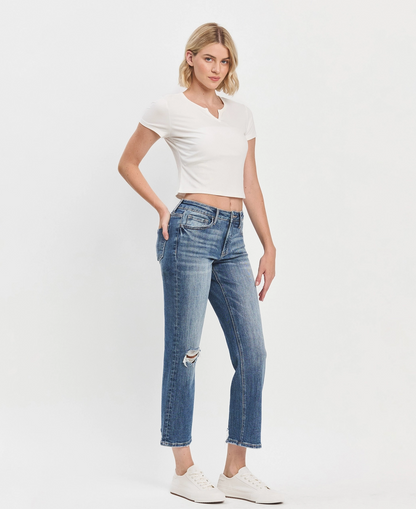 Prominent High Rise Ankle Straight Jeans