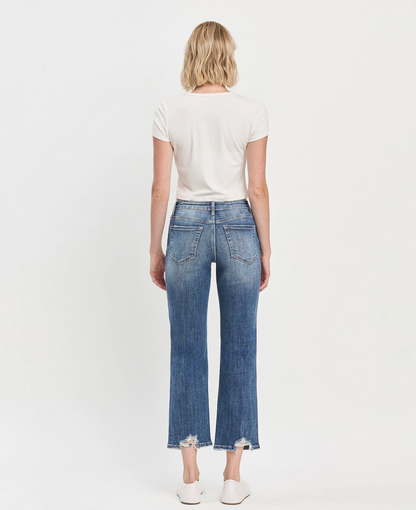 Prominent High Rise Ankle Straight Jeans